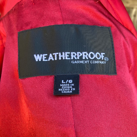 Large Red Satin Finish Trench Coat by Weatherproof - Picture 9 of 12
